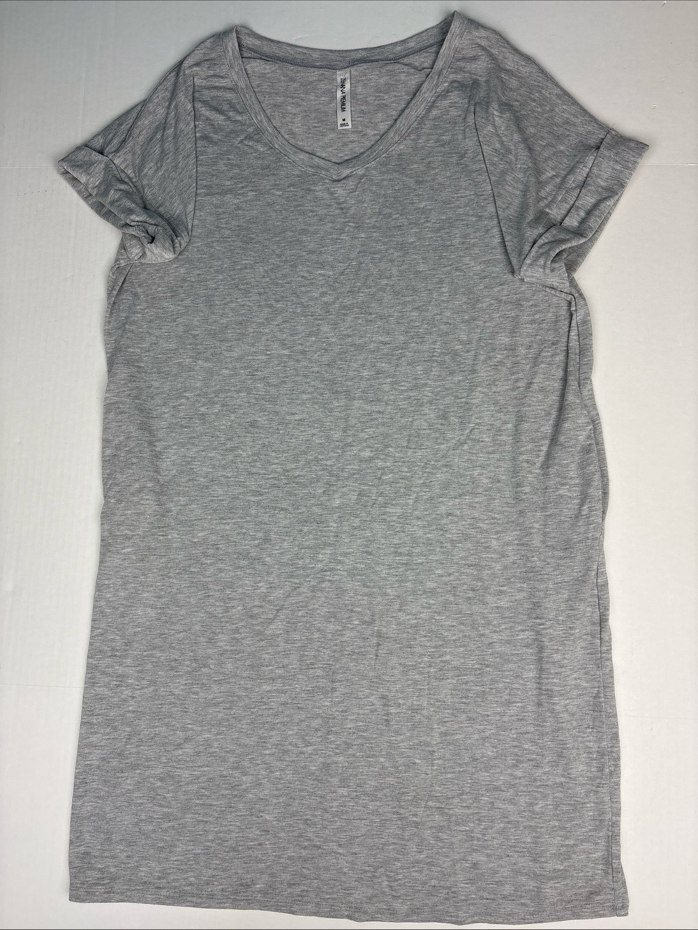 Zenana Premium Women Medium Dress Light Heather Gray Shift V-Neck Poly Blend